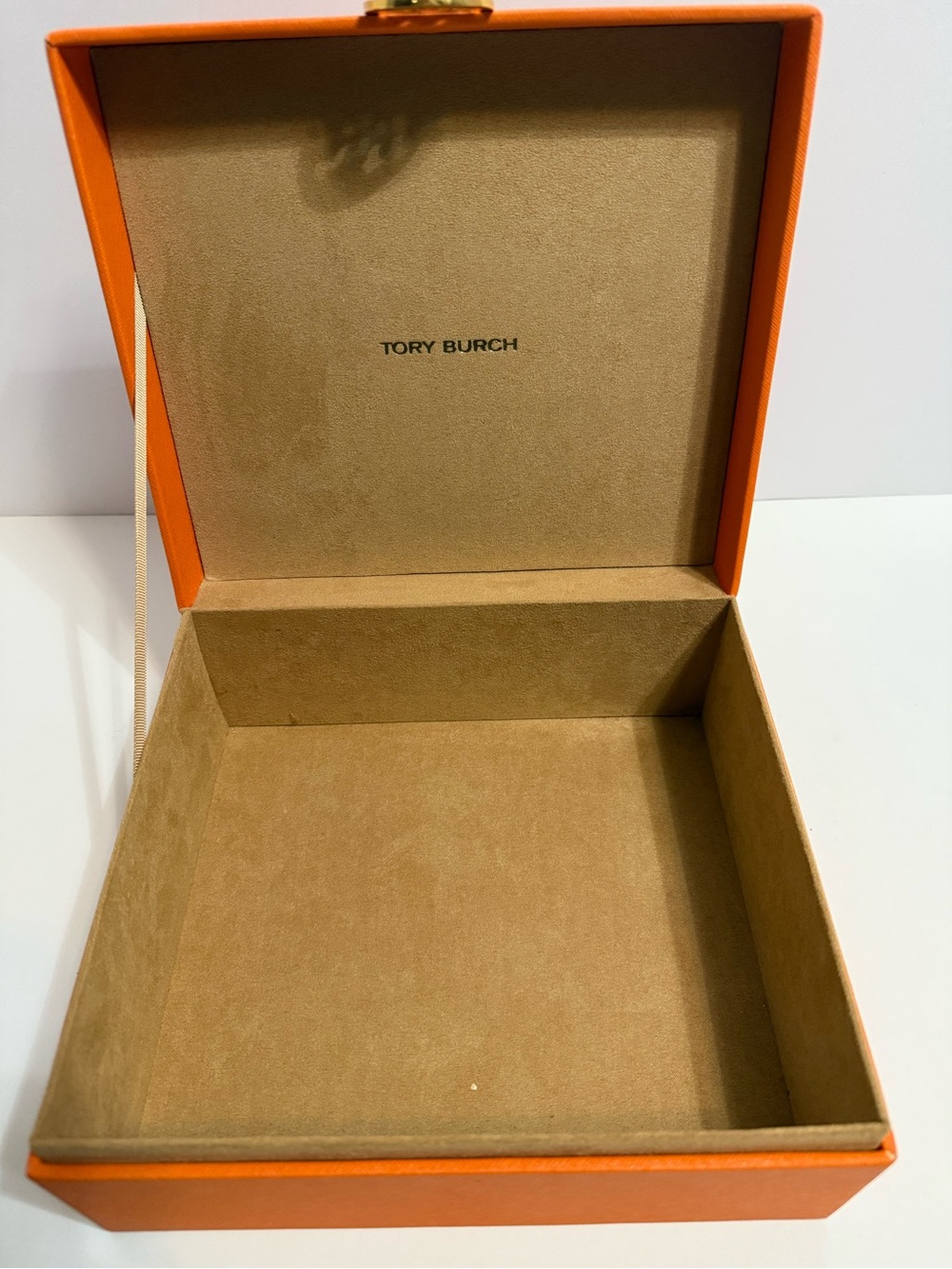 Authentic Tory Burch Classic Orange w/Gold Logo Empty Gift Jewelry Storage Boxes - Picture 9 of 9
